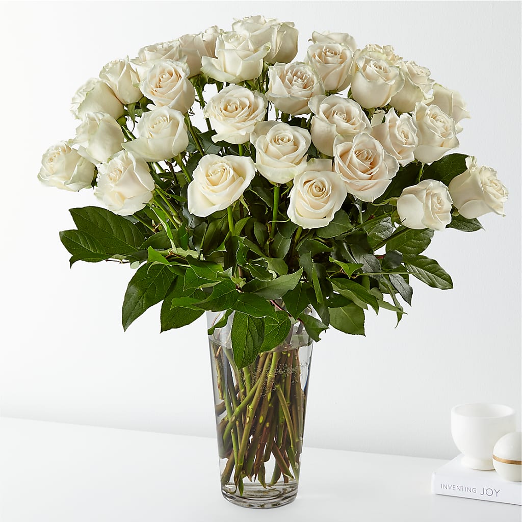 Long Stem White Rose Bouquet – C & C SENSATIONS, Waynesboro VA