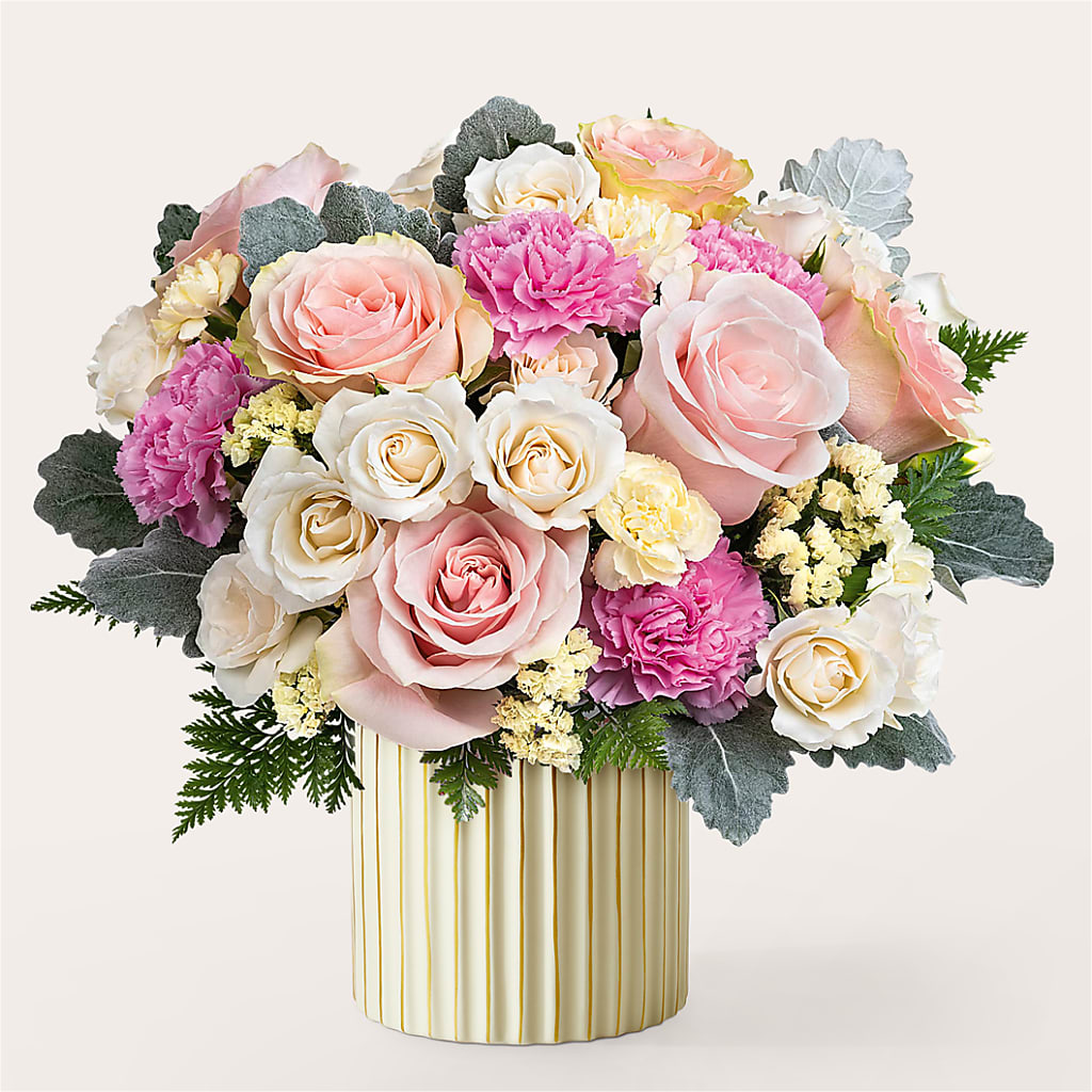 Blissful Moments Bouquet with Ivory Vase – C & C SENSATIONS, Waynesboro VA