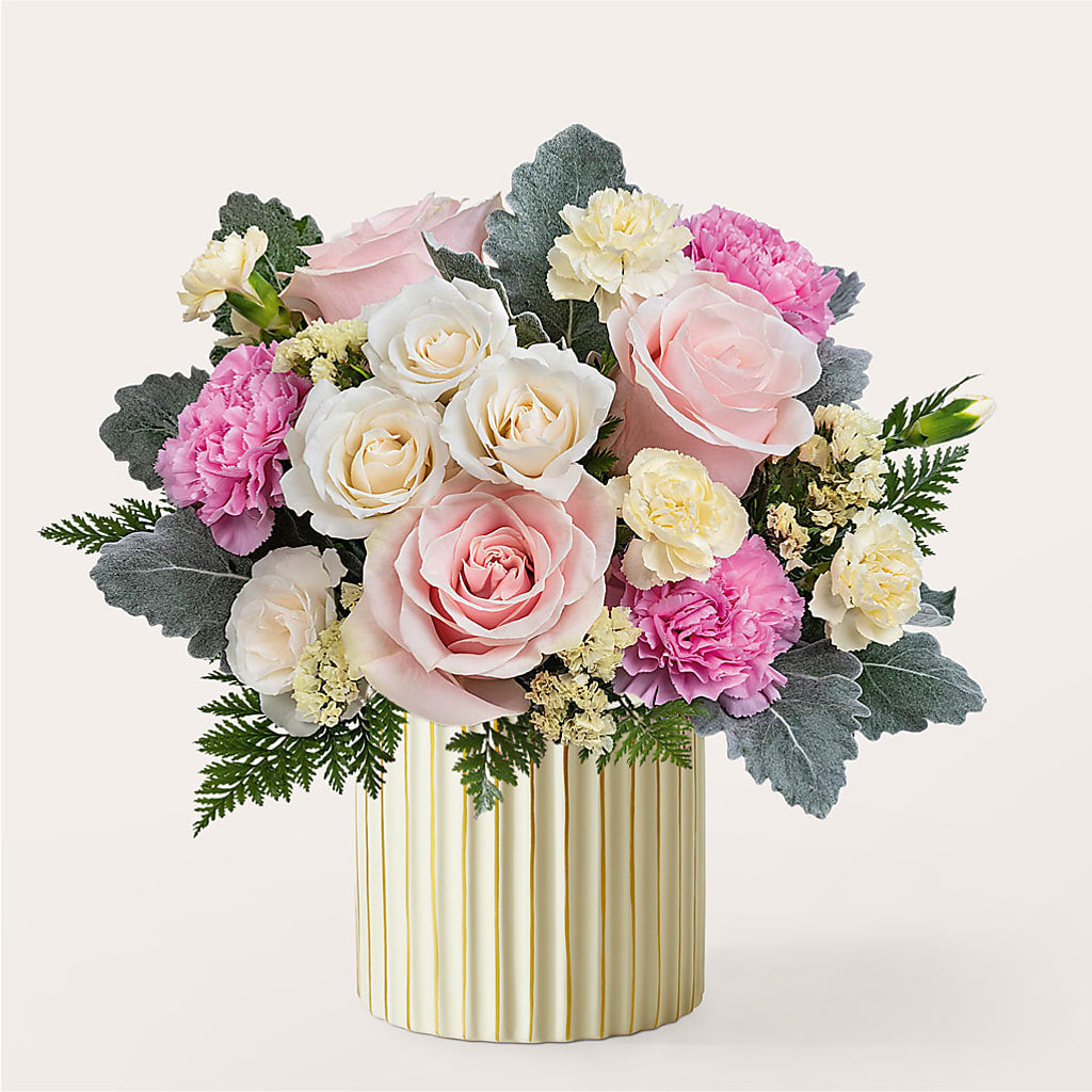 Blissful Moments Bouquet with Ivory Vase – C & C SENSATIONS, Waynesboro VA