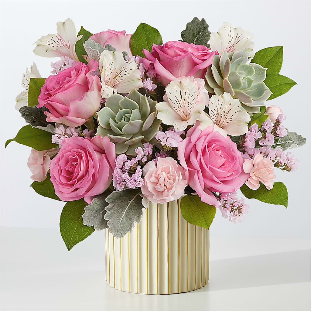 Dusty Rose Bouquet with Ivory Vase – C & C SENSATIONS, Waynesboro VA