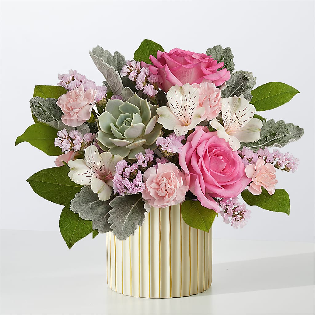 Dusty Rose Bouquet with Ivory Vase – C & C SENSATIONS, Waynesboro VA