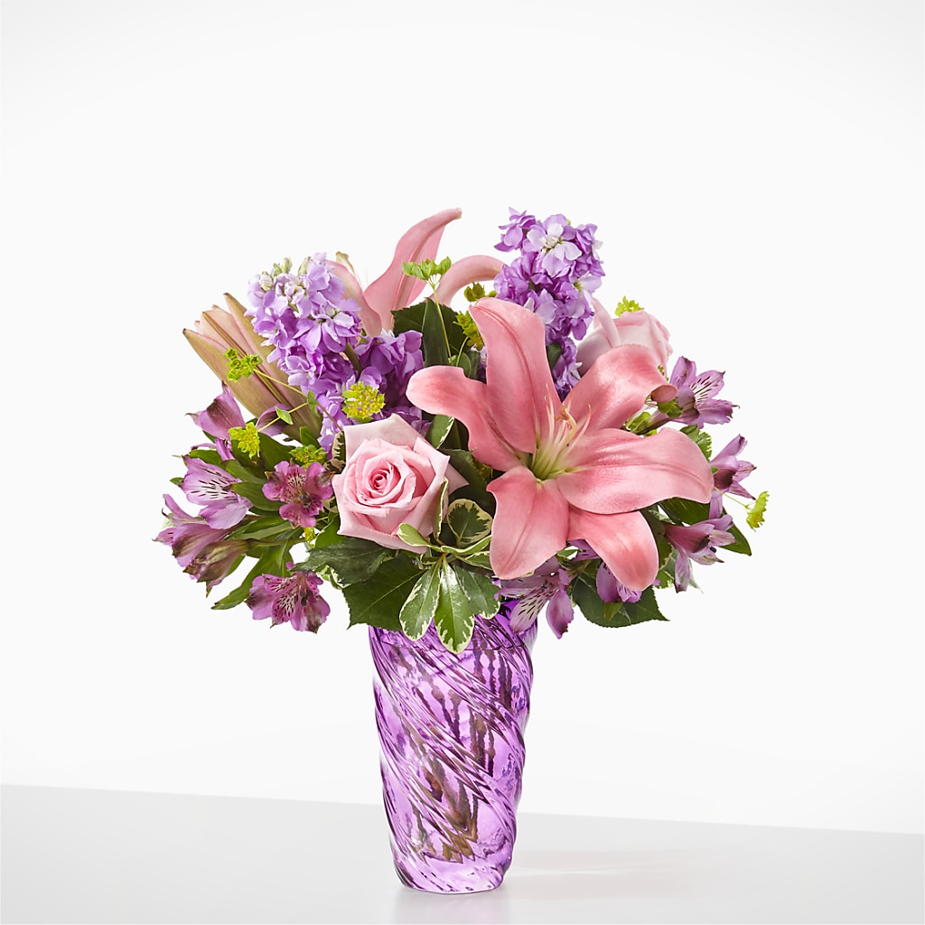 Precious Petals Bouquet with Luxe Swirl Vase – C & C SENSATIONS, Waynesboro VA