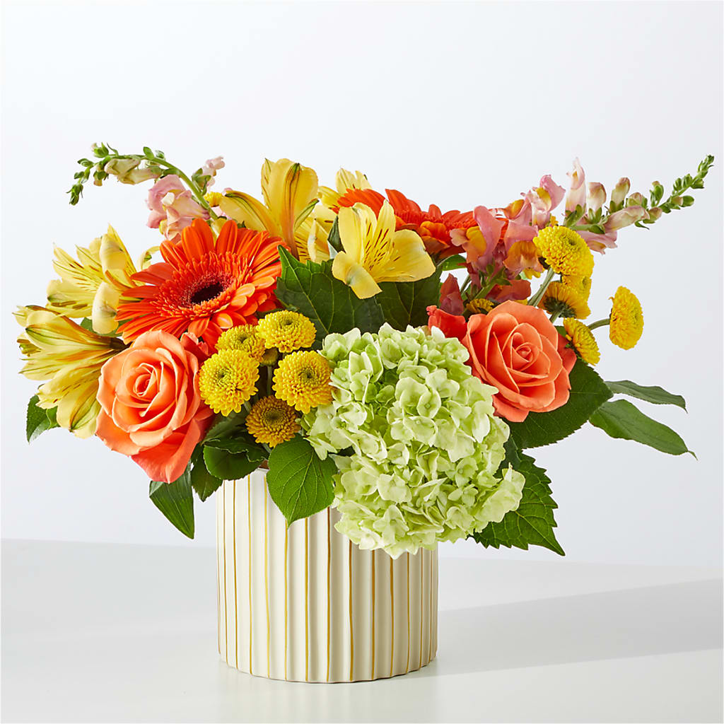 Autumn Sunshine Bouquet with Ivory Vase – C & C SENSATIONS, Waynesboro VA