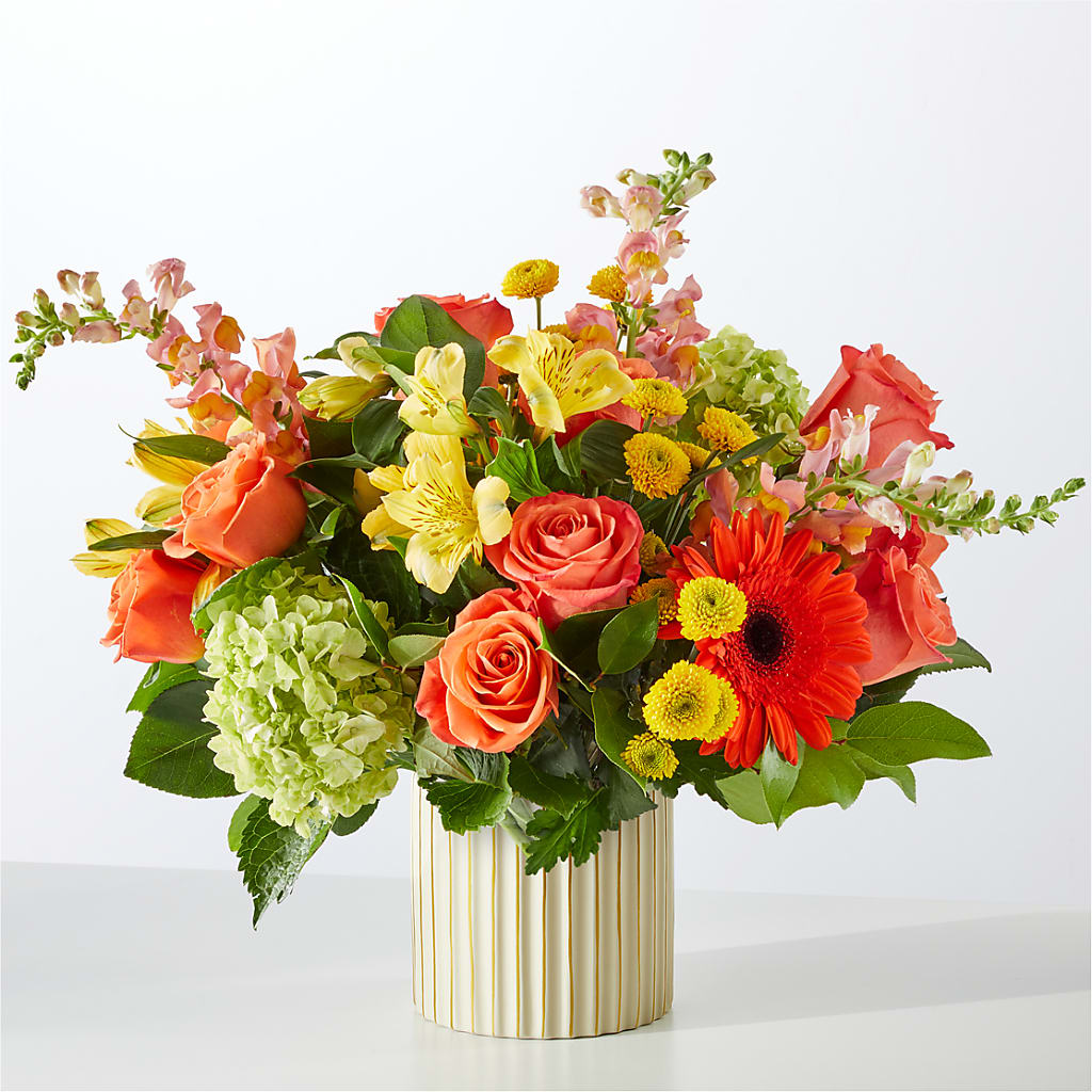 Autumn Sunshine Bouquet with Ivory Vase – C & C SENSATIONS, Waynesboro VA