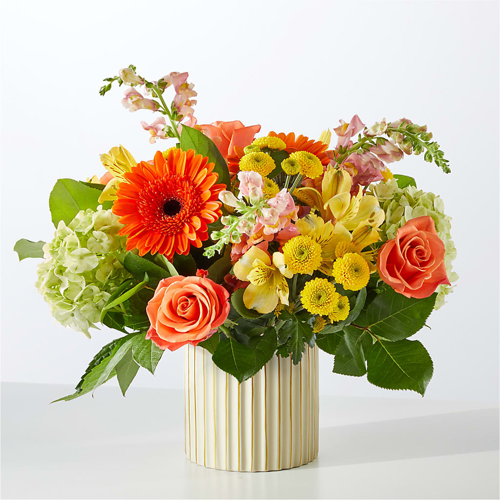Autumn Sunshine Bouquet with Ivory Vase – C & C SENSATIONS, Waynesboro VA
