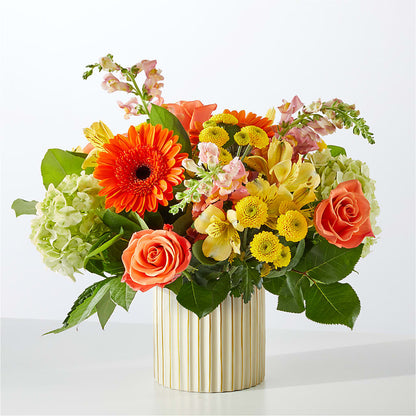 Autumn Sunshine Bouquet with Ivory Vase – C & C SENSATIONS, Waynesboro VA